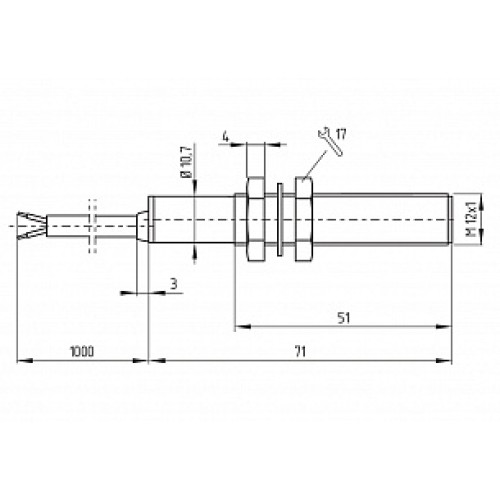 Магнитный герконовый датчик Schmersal BN 120L-10Z/V 2,0M Магнитный герконовый датчик Schmersal BN 120L-10Z/V 2,0M