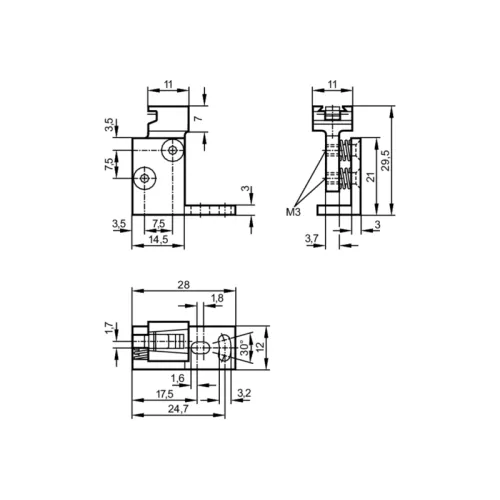 Крепеж для монтажа и тонкой юстировки лазерных датчиков E20975 Крепеж для монтажа и тонкой юстировки лазерных датчиков E20975