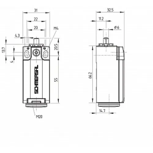 Kонцевой выключатель безопасности Schmersal PS216-T11UE-S200 Kонцевой выключатель безопасности Schmersal PS216-T11UE-S200