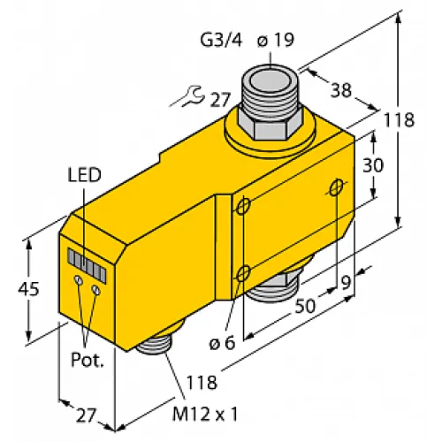 Датчик потока TURCK FCI-D20A4P-LIX-H1141 Датчик потока TURCK FCI-D20A4P-LIX-H1141
