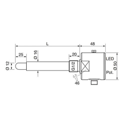 Емкостной датчик уровня EGE-Elektronik KFC 050 GSP-L200 Емкостной датчик уровня EGE-Elektronik KFC 050 GSP-L200