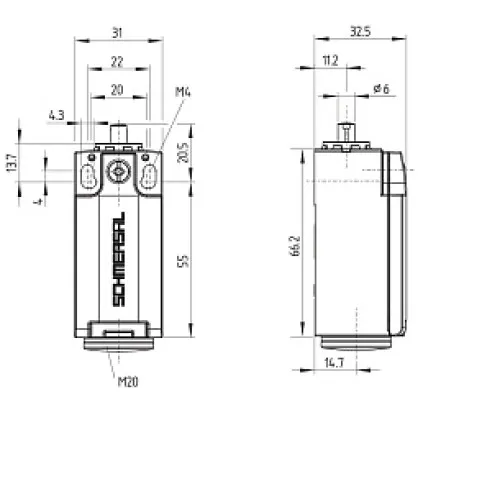 Kонцевой выключатель безопасности Schmersal PS216-T12-R200 Kонцевой выключатель безопасности Schmersal PS216-T12-R200